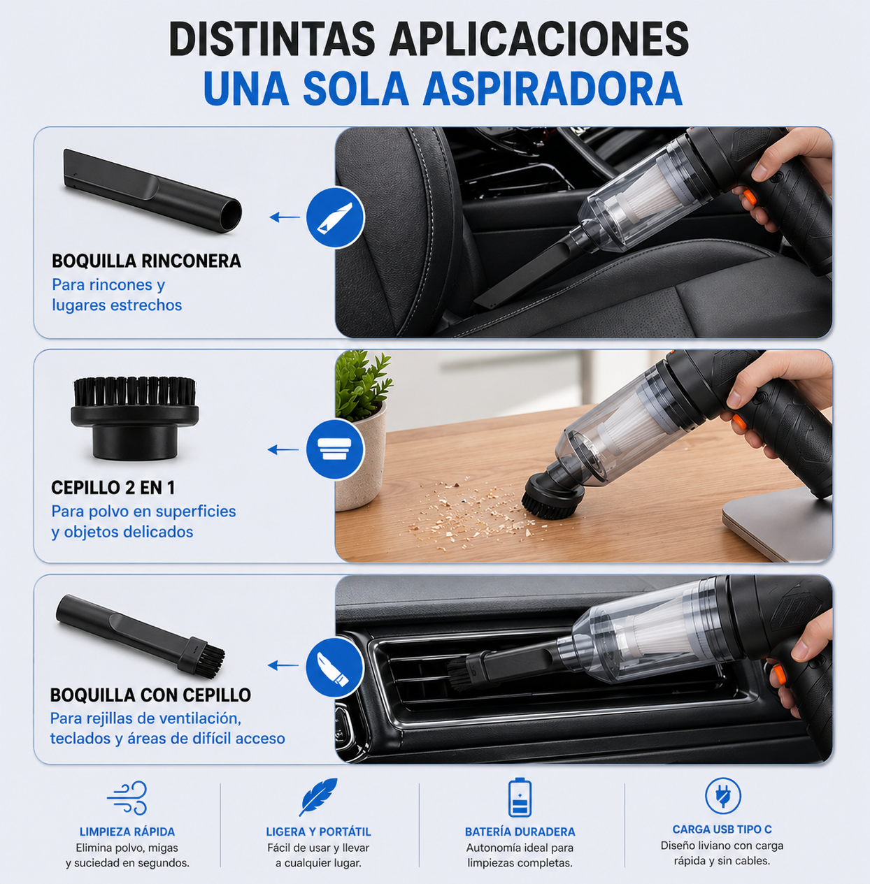 ASPIRADORA PORTÁTIL CON SOPLADOR
