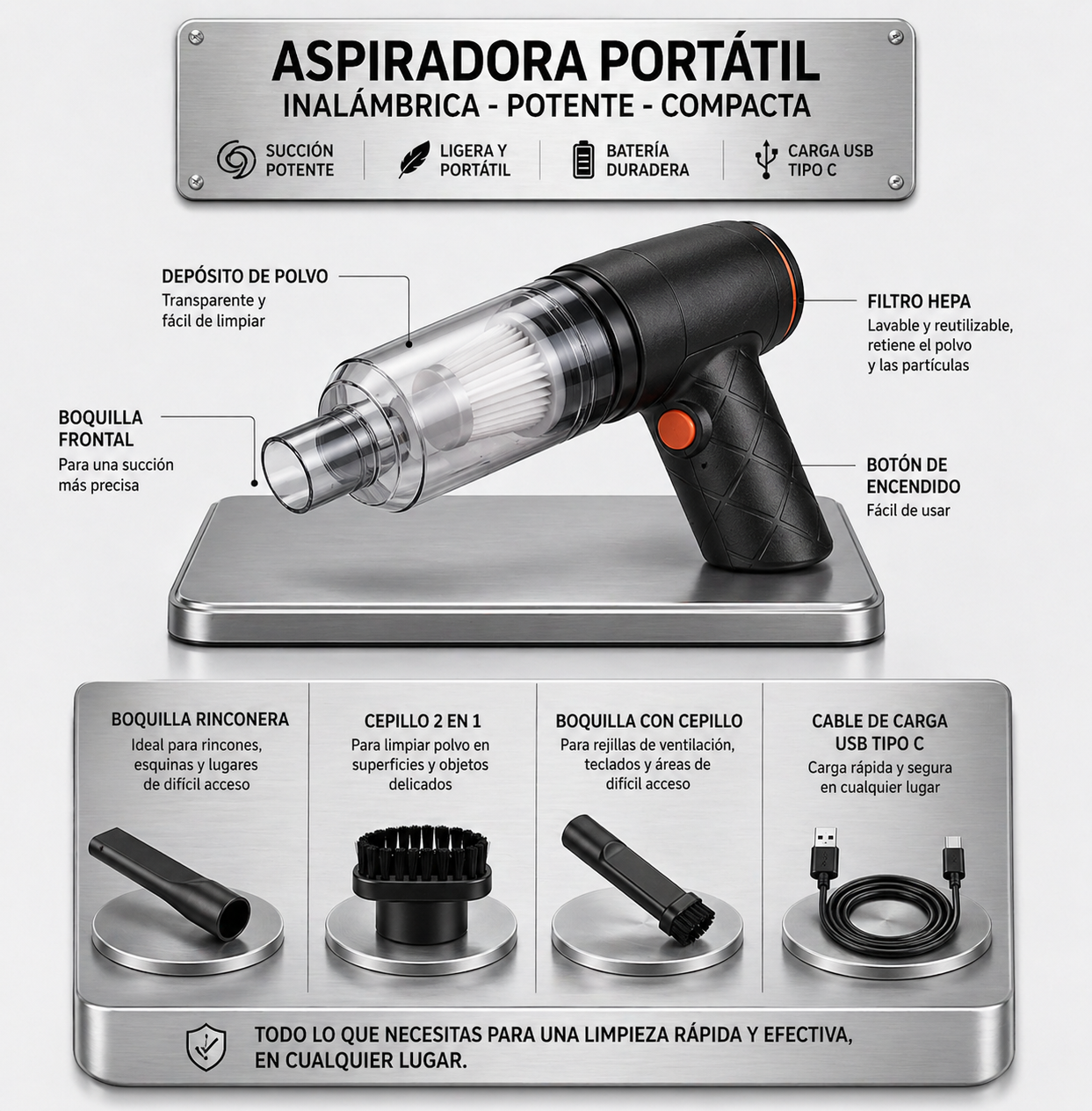 ASPIRADORA PORTÁTIL CON SOPLADOR