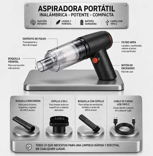 ASPIRADORA PORTÁTIL CON SOPLADOR