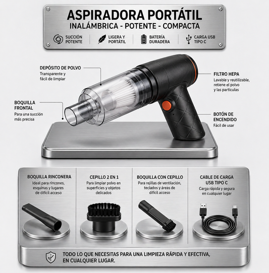 ASPIRADORA PORTÁTIL CON SOPLADOR